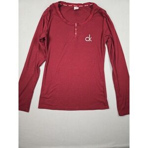 Calvin Klein Sleepwear Red Ribbed Soft Henley Shirt Women's Size‎ Small
